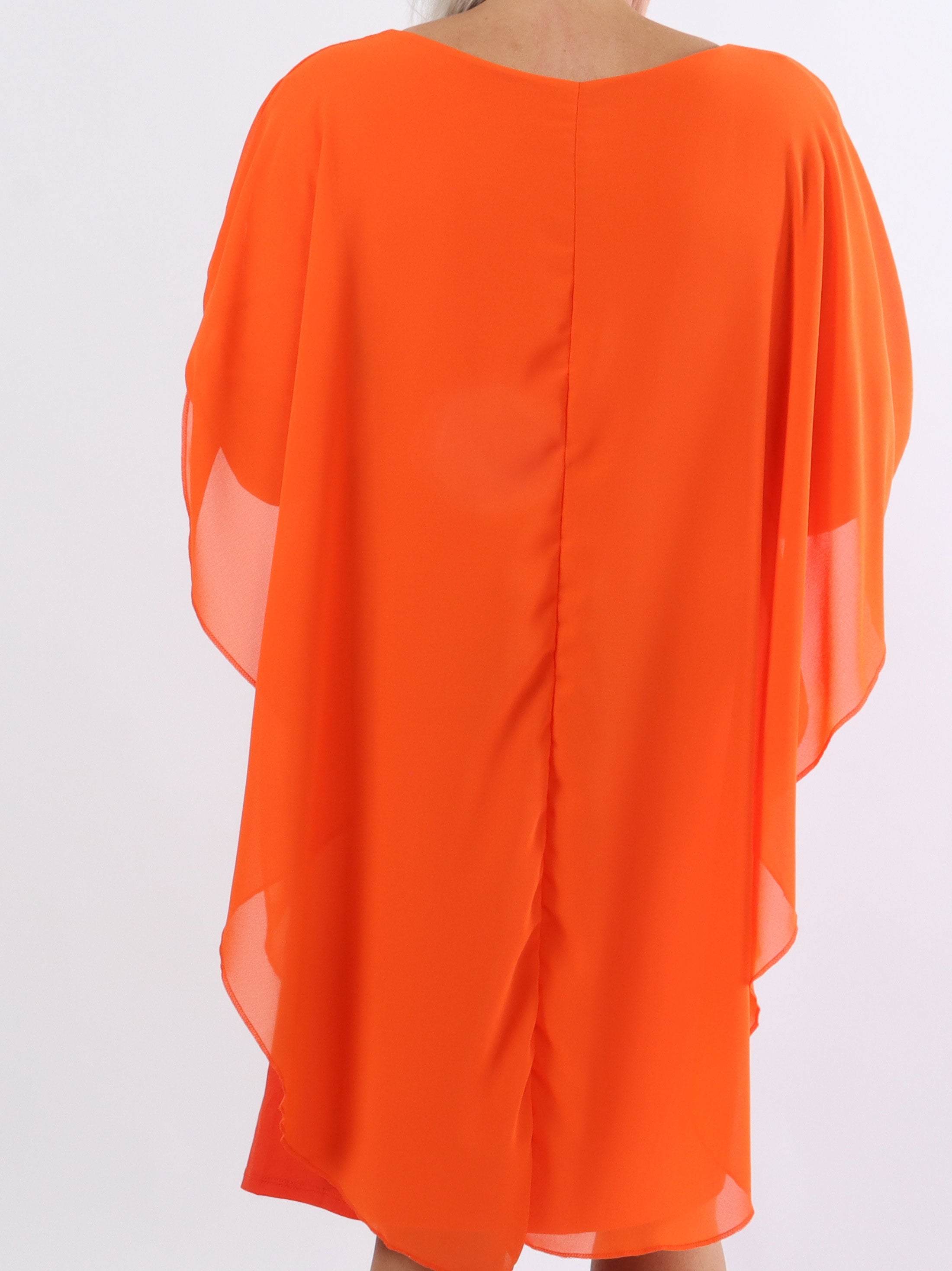 Kenya Long Sleeve - Plus size tunikakjole med chiffonlag